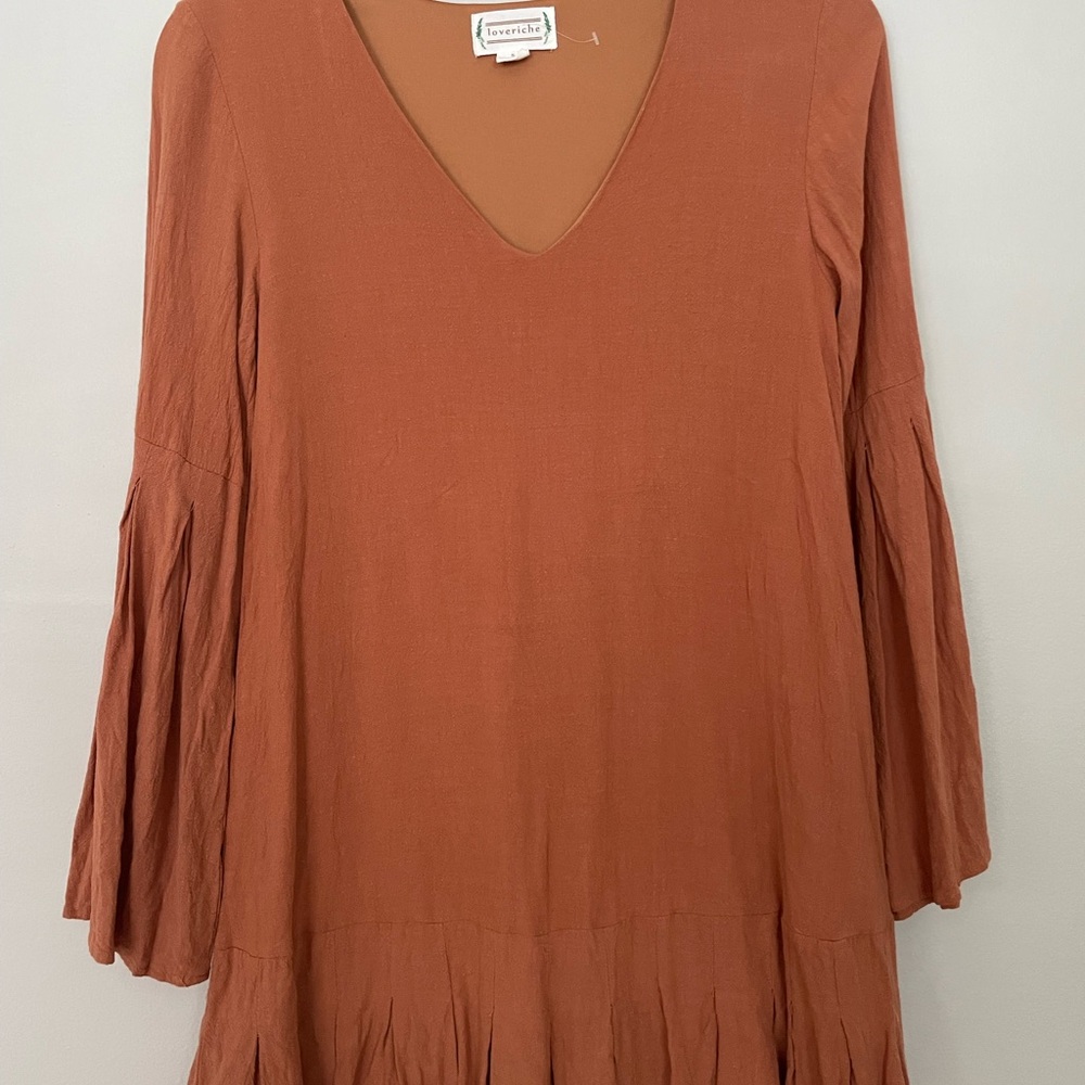 Love Riche Terracotta Long Sleeve Dress